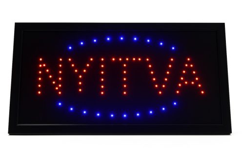 FTS LED „NYITVA” Fényreklám Tábla – Piros-Kék Világítás, Energiatakarékos és Figyelemfelkeltő