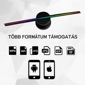   QX3D Holografikus LED Ventilátor – 3D Látványmegjelenítő, WiFi & App vezérléssel